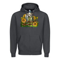Smoke charolais heifer with sunflowers Zipper Hoodie - LillyAllenDesigns
