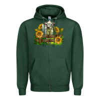 Sports Green charolais heifer with sunflowers Zipper Hoodie - LillyAllenDesigns