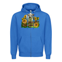 True Royal charolais heifer with sunflowers Zipper Hoodie - LillyAllenDesigns