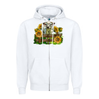 White charolais heifer with sunflowers Zipper Hoodie - LillyAllenDesigns