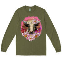 Army Green v.d lotus and cow Long Sleeve Tee - AdoDesignShop