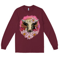 Burgundy v.d lotus and cow Long Sleeve Tee - AdoDesignShop