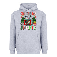 Heather Grey Christmas movie junkie Heavyweight Hoodie - MaliasSmallBusiness