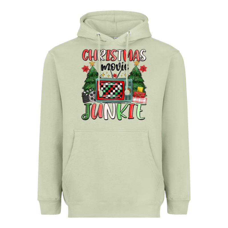 Christmas Movie Junkie Heavyweight Hoodie by MaliasSmallBusiness | Teevron
