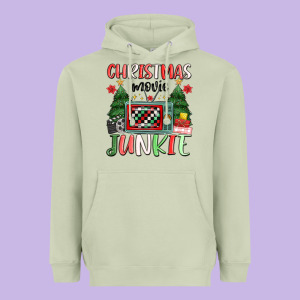 Christmas Movie Junkie Heavyweight Hoodie Designed By Maliassmallbusiness