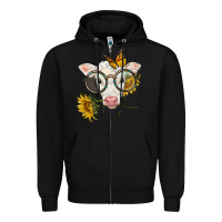 Black charolais calf with sunflowers and butterfly Zipper Hoodie - LillyAllenDesigns
