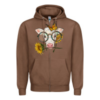 Chestnut charolais calf with sunflowers and butterfly Zipper Hoodie - LillyAllenDesigns