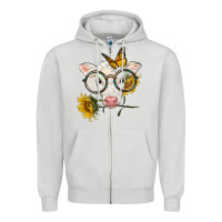 Dove Grey charolais calf with sunflowers and butterfly Zipper Hoodie - LillyAllenDesigns