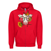 Red charolais calf with sunflowers and butterfly Zipper Hoodie - LillyAllenDesigns
