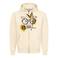 Sandshell charolais calf with sunflowers and butterfly Zipper Hoodie - LillyAllenDesigns