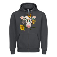 Smoke charolais calf with sunflowers and butterfly Zipper Hoodie - LillyAllenDesigns