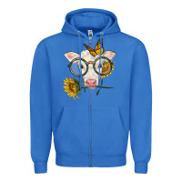 True Royal charolais calf with sunflowers and butterfly Zipper Hoodie - LillyAllenDesigns