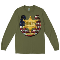 Army Green sheriff american flag Long Sleeve Tee - JahusDesignShop