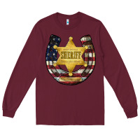 Burgundy sheriff american flag Long Sleeve Tee - JahusDesignShop