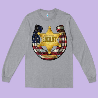 Sheriff American Flag Long Sleeve Tee Designed By Jahusdesignshop