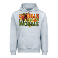 Heather Grey Gobble till you wobble turkey thanksgiving Urban Hoodie - NancyCooperArtShop