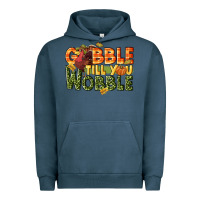 Pigment Midnight Navy Gobble till you wobble turkey thanksgiving Urban Hoodie - NancyCooperArtShop