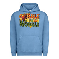 Pigment Pebble Blue Gobble till you wobble turkey thanksgiving Urban Hoodie - NancyCooperArtShop