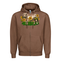 Chestnut charolais bull with sunflowers Zipper Hoodie - LillyAllenDesigns