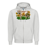 Dove Grey charolais bull with sunflowers Zipper Hoodie - LillyAllenDesigns
