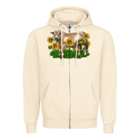 Sandshell charolais bull with sunflowers Zipper Hoodie - LillyAllenDesigns
