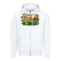 White charolais bull with sunflowers Zipper Hoodie - LillyAllenDesigns