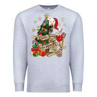 Heather Grey sorta scary sorta merry skeleton christmas tree Premium Sweatshirt - MaliasSmallBusiness