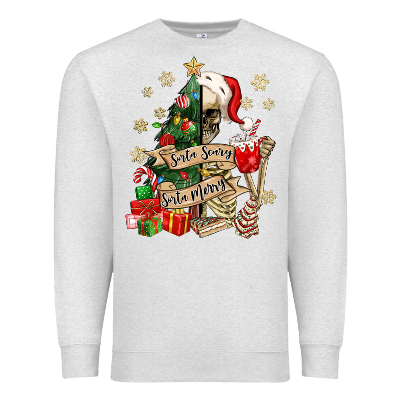 Sorta Scary Sorta Merry Skeleton Christmas Tree Premium Sweatshirt by MaliasSmallBusiness | Teevron