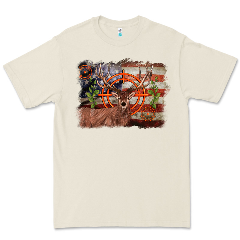 Deer Hunting Target American Flag  Background Premium Tee by BarkalooDesign | Teevron