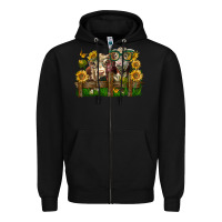 Black hereford bull and heifer with sunflowers Zipper Hoodie - LillyAllenDesigns
