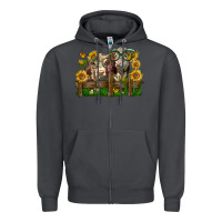 Smoke hereford bull and heifer with sunflowers Zipper Hoodie - LillyAllenDesigns
