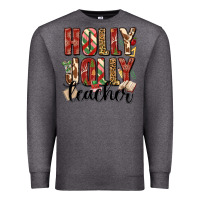 Charcoal Heather holly jolly teacher Premium Sweatshirt - MaliasSmallBusiness