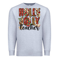 Heather Grey holly jolly teacher Premium Sweatshirt - MaliasSmallBusiness