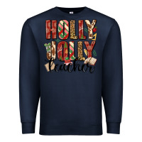Navy holly jolly teacher Premium Sweatshirt - MaliasSmallBusiness