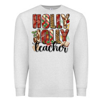 Oatmeal Heather holly jolly teacher Premium Sweatshirt - MaliasSmallBusiness