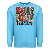 Ocean Blue holly jolly teacher Premium Sweatshirt - MaliasSmallBusiness