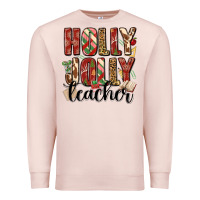 Pale Pink holly jolly teacher Premium Sweatshirt - MaliasSmallBusiness