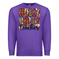 Purple holly jolly teacher Premium Sweatshirt - MaliasSmallBusiness