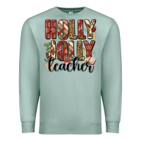 Seafoam holly jolly teacher Premium Sweatshirt - MaliasSmallBusiness