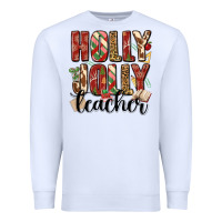 White holly jolly teacher Premium Sweatshirt - MaliasSmallBusiness