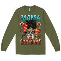 Army Green mama chingona Long Sleeve Tee - BundleAndBundleShop