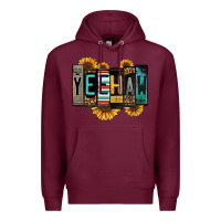 Burgundy yeehaw license plate letters Premium Hoodie - Jasminsmagicworld