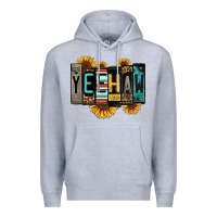 Heather Grey yeehaw license plate letters Premium Hoodie - Jasminsmagicworld