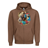 Chestnut haflinger horse floral Zipper Hoodie - LillyAllenDesigns