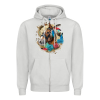 Dove Grey haflinger horse floral Zipper Hoodie - LillyAllenDesigns