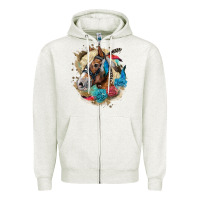 Oatmeal Heather haflinger horse floral Zipper Hoodie - LillyAllenDesigns