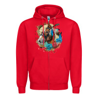 Red haflinger horse floral Zipper Hoodie - LillyAllenDesigns
