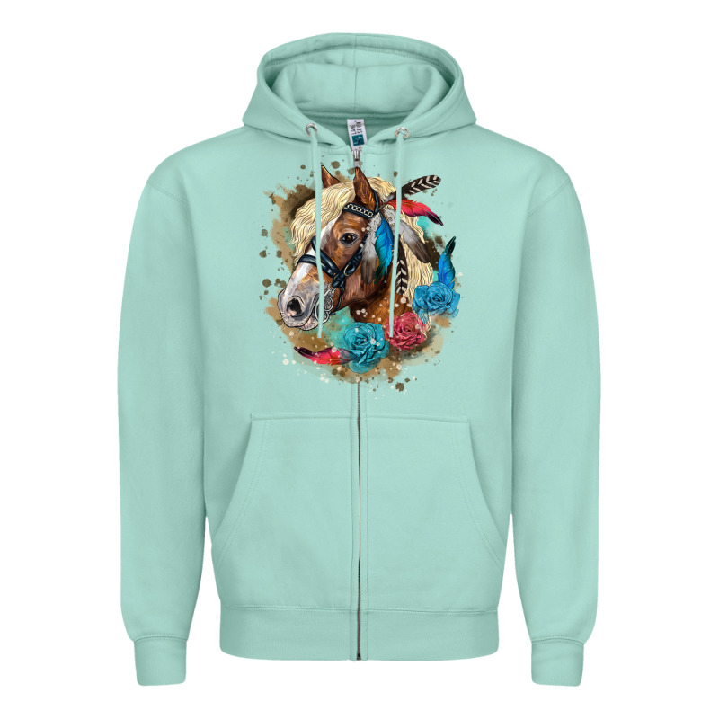 Haflinger Horse Floral Zipper Hoodie by LillyAllenDesigns | Teevron