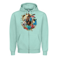 Seafoam haflinger horse floral Zipper Hoodie - LillyAllenDesigns