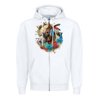 White haflinger horse floral Zipper Hoodie - LillyAllenDesigns